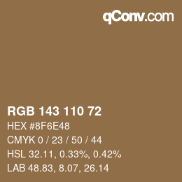 颜色代码: RGB 143 110 72 | qconv.com