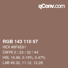 Código de color: RGB 143 110 97 | qconv.com