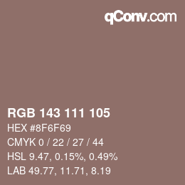 カラーコード: RGB 143 111 105 | qconv.com