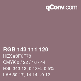 Color code: RGB 143 111 120 | qconv.com