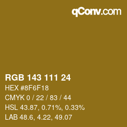 カラーコード: RGB 143 111 24 | qconv.com