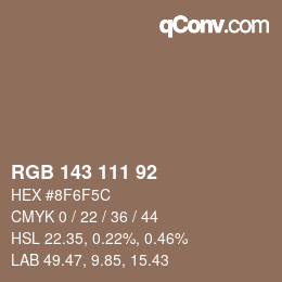 カラーコード: RGB 143 111 92 | qconv.com