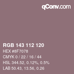 颜色代码: RGB 143 112 120 | qconv.com