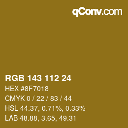 Color code: RGB 143 112 24 | qconv.com