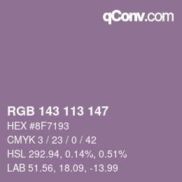 颜色代码: RGB 143 113 147 | qconv.com