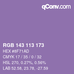 Código de color: RGB 143 113 173 | qconv.com