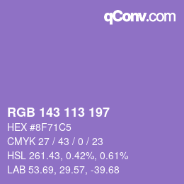 Color code: RGB 143 113 197 | qconv.com