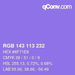 Color code: RGB 143 113 232 | qconv.com