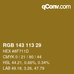 Color code: RGB 143 113 29 | qconv.com