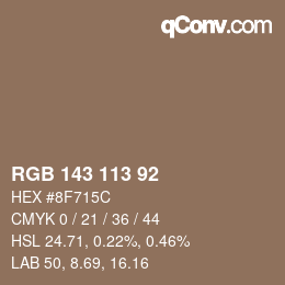 カラーコード: RGB 143 113 92 | qconv.com