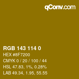 Color code: RGB 143 114 0 | qconv.com
