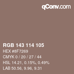 カラーコード: RGB 143 114 105 | qconv.com