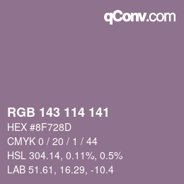 Color code: RGB 143 114 141 | qconv.com