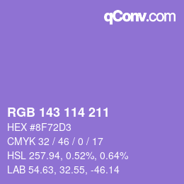 Color code: RGB 143 114 211 | qconv.com