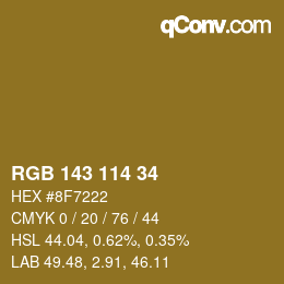 カラーコード: RGB 143 114 34 | qconv.com