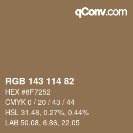 Código de color: RGB 143 114 82 | qconv.com