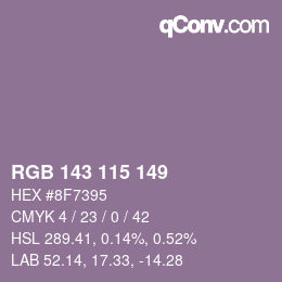 Color code: RGB 143 115 149 | qconv.com