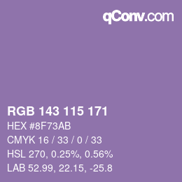 颜色代码: RGB 143 115 171 | qconv.com