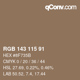 カラーコード: RGB 143 115 91 | qconv.com