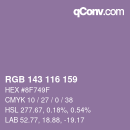 カラーコード: RGB 143 116 159 | qconv.com