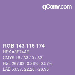 Color code: RGB 143 116 174 | qconv.com
