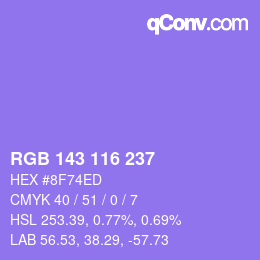 Color code: RGB 143 116 237 | qconv.com