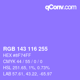 Color code: RGB 143 116 255 | qconv.com