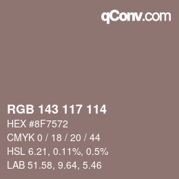 カラーコード: RGB 143 117 114 | qconv.com