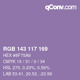 Código de color: RGB 143 117 169 | qconv.com