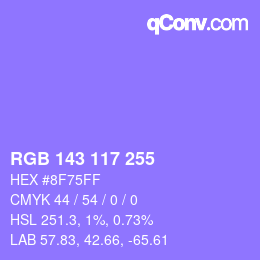 Color code: RGB 143 117 255 | qconv.com
