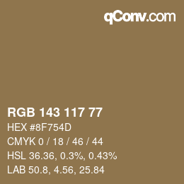 Código de color: RGB 143 117 77 | qconv.com