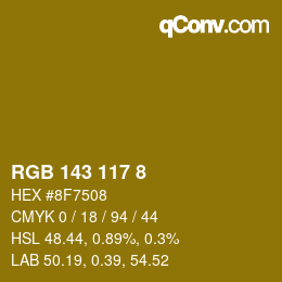 カラーコード: RGB 143 117 8 | qconv.com