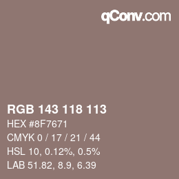 カラーコード: RGB 143 118 113 | qconv.com