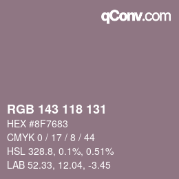 カラーコード: RGB 143 118 131 | qconv.com