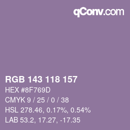 Farbcode: RGB 143 118 157 | qconv.com