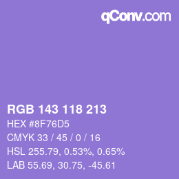 Color code: RGB 143 118 213 | qconv.com