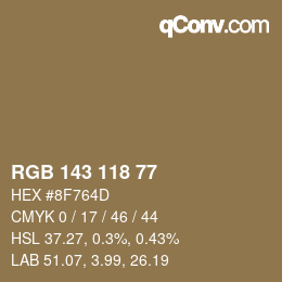 Código de color: RGB 143 118 77 | qconv.com