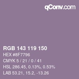 カラーコード: RGB 143 119 150 | qconv.com