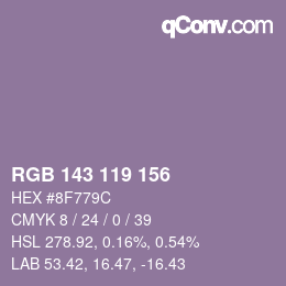 颜色代码: RGB 143 119 156 | qconv.com