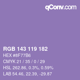 颜色代码: RGB 143 119 182 | qconv.com