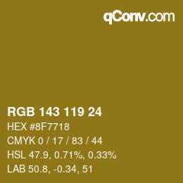カラーコード: RGB 143 119 24 | qconv.com