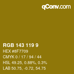 カラーコード: RGB 143 119 9 | qconv.com