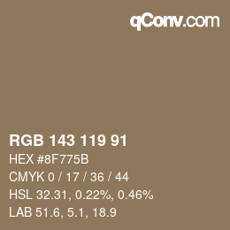 カラーコード: RGB 143 119 91 | qconv.com