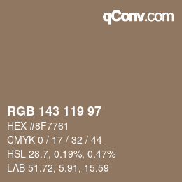 Código de color: RGB 143 119 97 | qconv.com