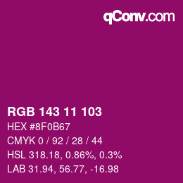 颜色代码: RGB 143 11 103 | qconv.com