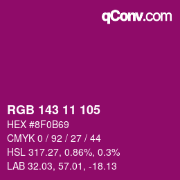 颜色代码: RGB 143 11 105 | qconv.com