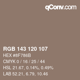 カラーコード: RGB 143 120 107 | qconv.com