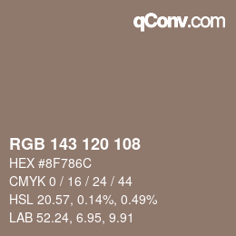 Código de color: RGB 143 120 108 | qconv.com