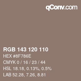 カラーコード: RGB 143 120 110 | qconv.com