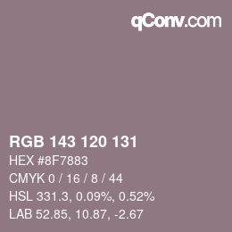 カラーコード: RGB 143 120 131 | qconv.com
